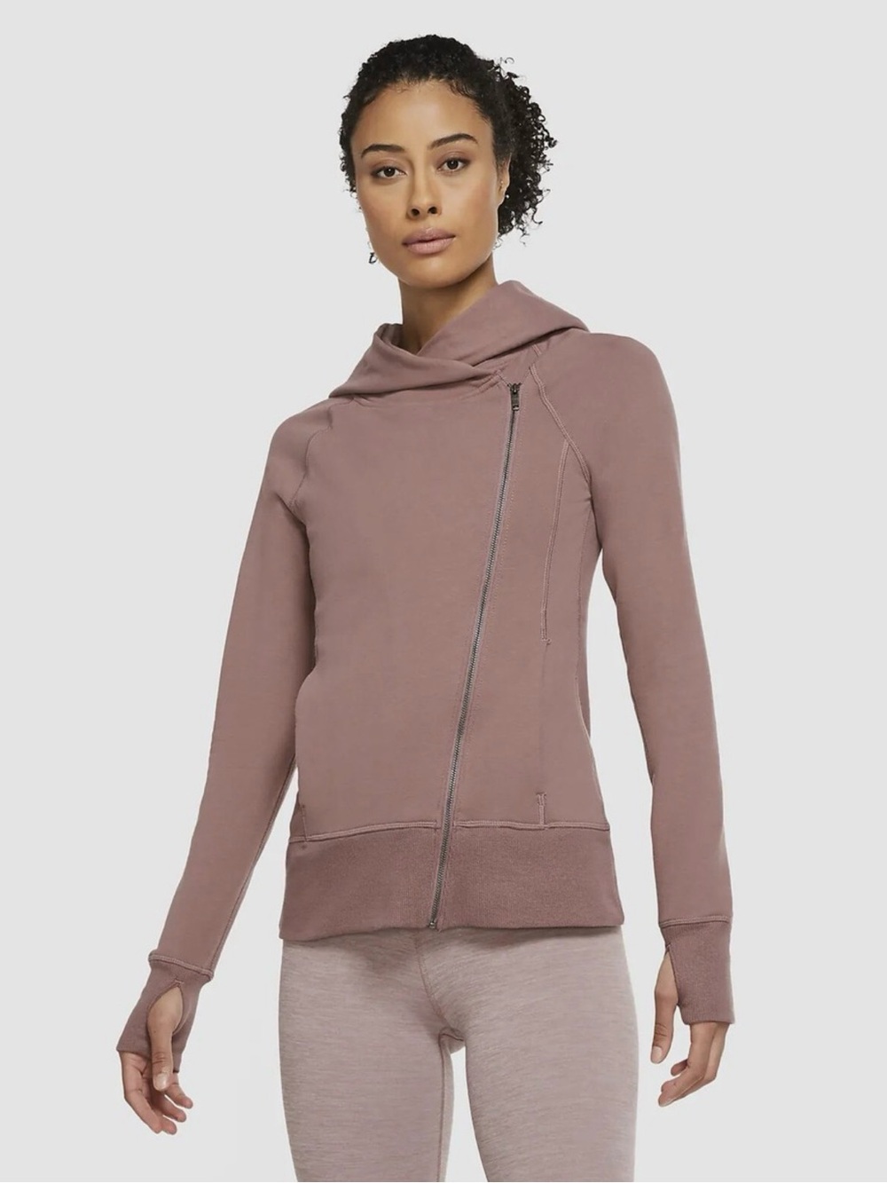 Nike Yoga Full Zip Hoodie Mauve Desert Dust Sizer L